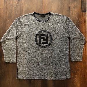 FENDI gray grey long sleeve sport shirt women LRG